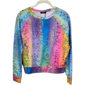 Terez Girls Multicolor Metallic Galaxy Bright Sweatshirt Size L